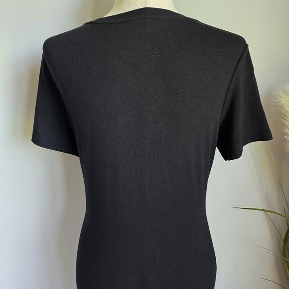 Theory Black Twist Knotted T-Shirt Knit Mini Stretch Dress Womens Size Medium - Picture 7 of 11